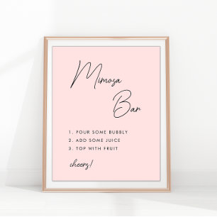 Rosa minimalistische Schrift Brautparty Mimosa Bar Poster