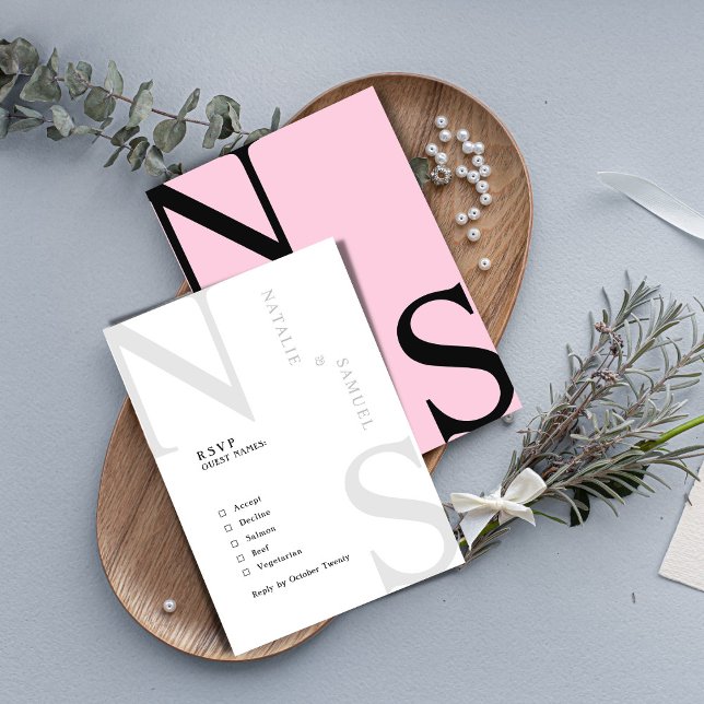 Rosa Minimalistische und elegante, kühne Hochzeite RSVP Karte (Von Creator hochgeladen)