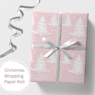 Rosa Minimalistische Weihnachtsbaumen Geschenkpapier