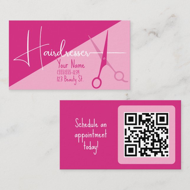 Rosa minimalistischer Friseurmode Visitenkarte (Vorne/Hinten)