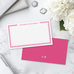 Rosa minimalistischer initialer Namensmonogramm Mitteilungskarte