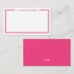 Rosa minimalistischer initialer Namensmonogramm Mitteilungskarte