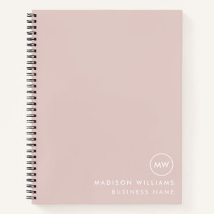 Rosa minimalistisches Monogramm benutzerdefinierte Notizbuch
