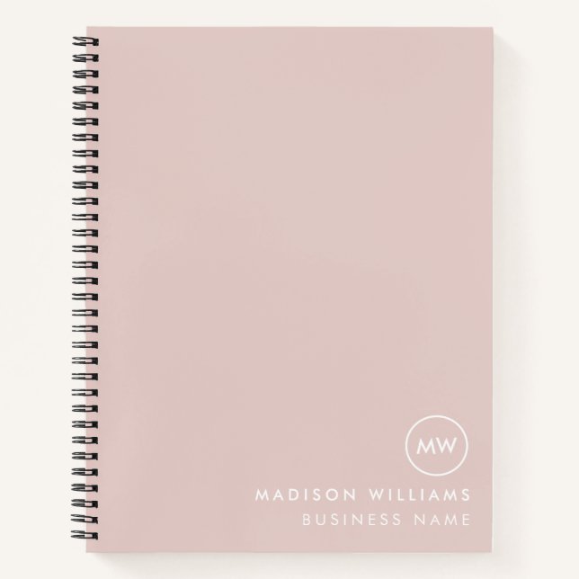 Rosa minimalistisches Monogramm benutzerdefinierte Notizbuch (Vorderseite)