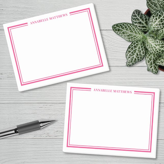 Rosa minimalistisches Monogramm Post-it Klebezettel (Pink Minimalist Monogram Post-it Notes)