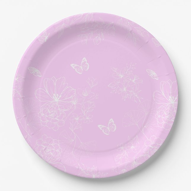 Rosa Minimalistisches Muster Modernes, Abstraktes Pappteller (Vorderseite)