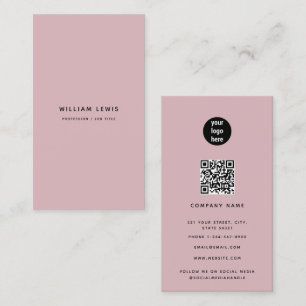 Rosa minimalistisches QR-Code Social Media Visitenkarte
