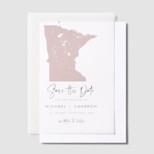 Rosa Minnesota Karte Save the Date Minimalistisch
