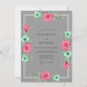 Rosa Mint Bemalte Hochzeit Einladung