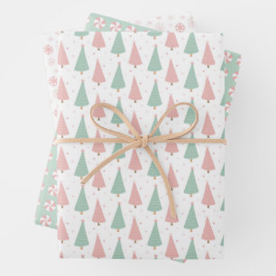 Rosa/Mint Feiertags-Geschenkpapierbögen Geschenkpapier Set