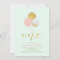 Rosa, Mint & Gold Ballons 1. Girl Birthday Party