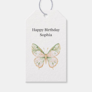 Rosa-Mint-Schmetterlings-Geburtstag Geschenkanhänger