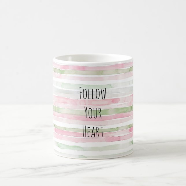 Rosa Mint Weiße Streifen Kaffeetasse (Mittel)