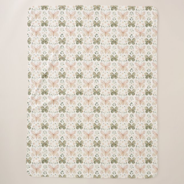 Rosa Mintgrüne Schmetterlinge  Sherpadecke (Vorderseite)