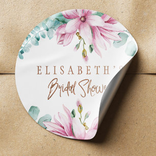 Rosa Minze, Aquarellkupfer Glitzer Brautparty Runder Aufkleber