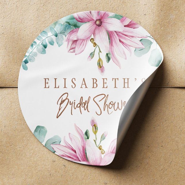 Rosa Minze, Aquarellkupfer Glitzer Brautparty Runder Aufkleber (Von Creator hochgeladen)