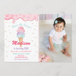 Rosa Minze Ice Creme Cone Confetti Geburtstag Einl Einladung