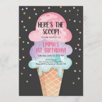 Rosa Minze Ice Creme Cone Confetti Geburtstag Einl
