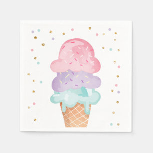 Rosa Minze Ice Creme Cone Confetti Papier Napkins Serviette