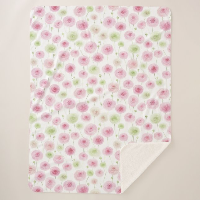 Rosa Minze Ranunculus Blumen Sherpadecke (Vorderseite)