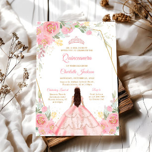 Rosa Mis Quince Quinceanera-Einladung Einladung
