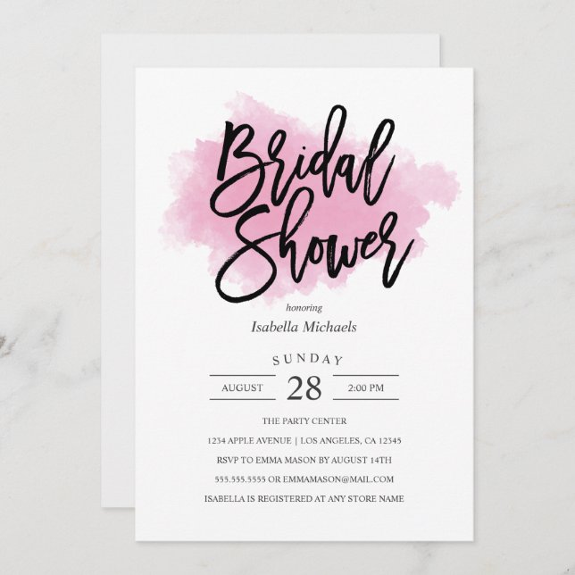 Rosa Mist| Einladung zur Brautdusche (Vorne/Hinten)