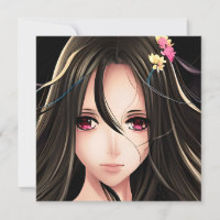 Rosa Mit Augen Brünetter Anime-Girl-Cartoon
