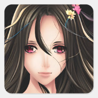 Rosa Mit Augen Brünetter Anime-Girl-Cartoon
