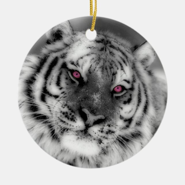 Rosa Mit Augen Tiger Keramikornament (Vorne)