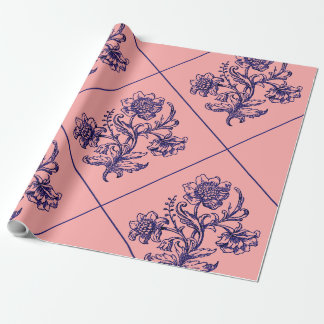 Rosa mit blauer Blume Geschenkpapier