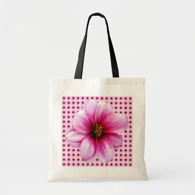 Rosa mit Blumendahlie botanisch Tragetasche (Vorne)