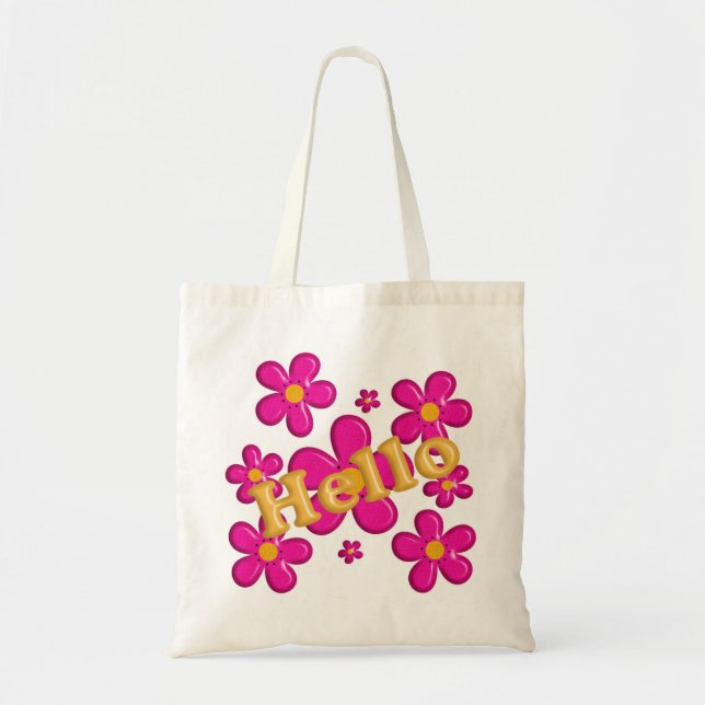Rosa mit Blumenelement. Hallo Tragetasche (Vorne)