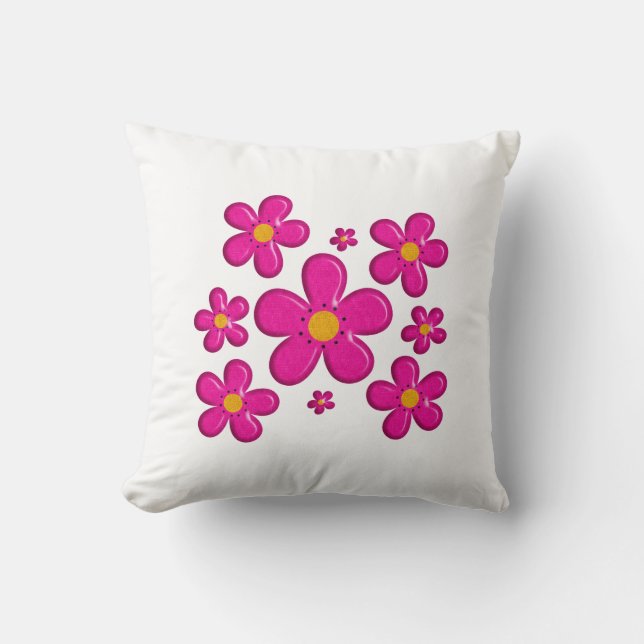 Rosa mit Blumenelement Kissen (Vorderseite)