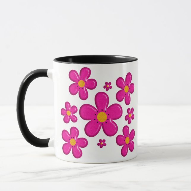Rosa mit Blumenelement Tasse (Links)