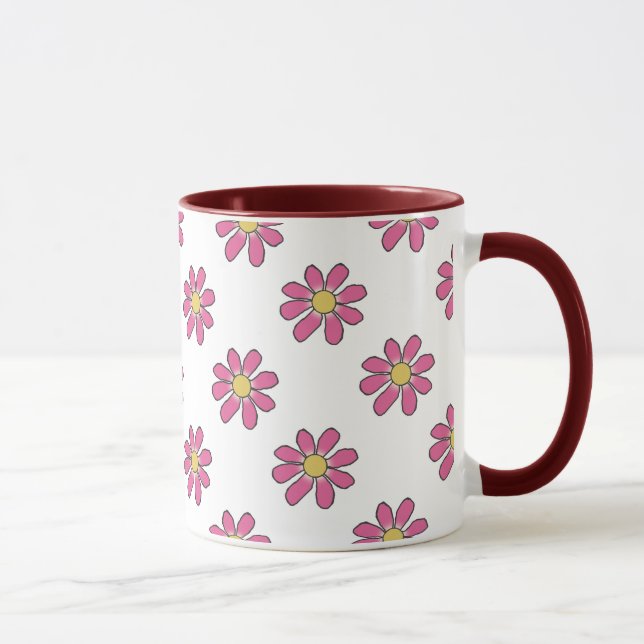 Rosa Mit Blumengelb Tasse (Rechts)