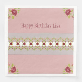 Rosa mit Blütenfarbe Serviette