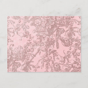 Rosa mit braunen fantasievollen Blumen Hintergrund Postkarte