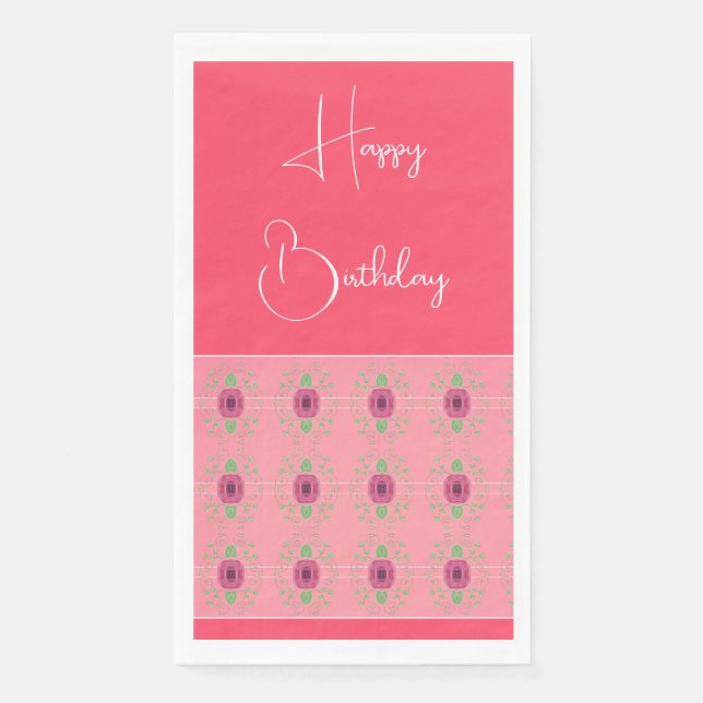 Rosa mit Burgund Serviette (Vorderseite)