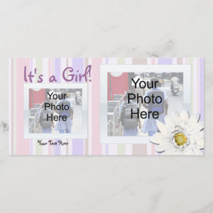 Rosa mit Daisy Custom Foto Geburtsankündigung Ankündigung
