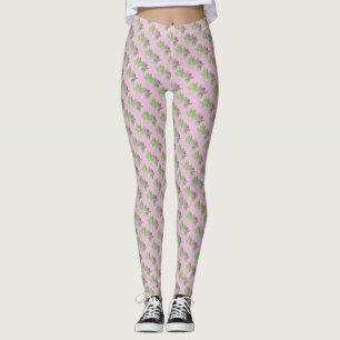 Rosa mit diagonalen Reihen rosa kleine Blume Blüt Leggings