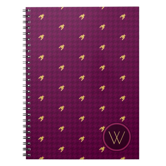 Rosa mit Gold Accent Hahnentrittmuster Notebook Notizblock (Vorderseite)