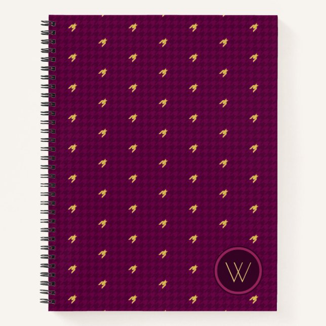 Rosa mit Gold Accent Hahnentrittmuster Notebook Notizbuch (Vorderseite)