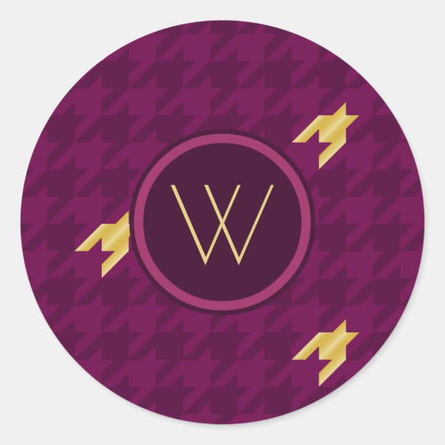 Rosa mit Goldakzent-Hahnentrittmuster-Aufkleber Runder Aufkleber (Vorderseite)