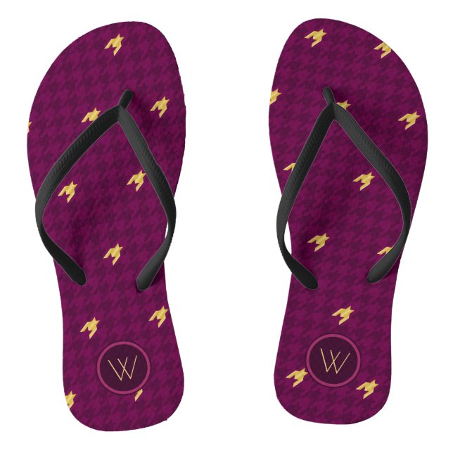 Rosa mit goldakzent Hahnentrittmuster Flip Flops (Fußbett)