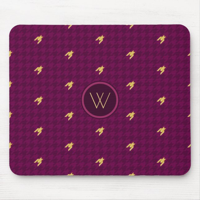 Rosa mit goldakzent Hahnentrittmuster Mousepad (Vorne)