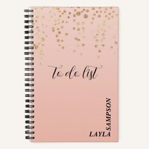 Rosa mit goldenem Glitter Personal To-Do-Liste Notizbuch