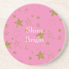 Rosa mit goldenen Sternen Getränkeuntersetzer