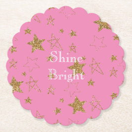 Rosa mit goldenen Sternen Untersetzer