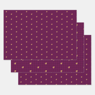 Rosa mit goldfarbenem Hahnentrittmuster-Wrapping P Geschenkpapier Set