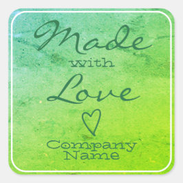 Rosa mit Liebe Labels Kraft Papier Herz Quadratischer Aufkleber